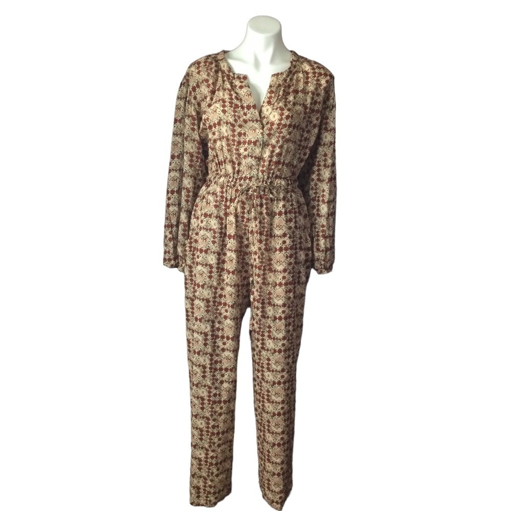 Symmetry Kaleidoscope Geometric Flowy 100% Cotton Jumpsuit Nwt - Picture 14 of 15